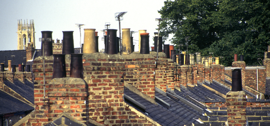 Chimneys on roof tops