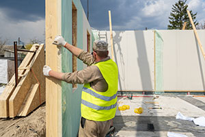 Man building modular buildings