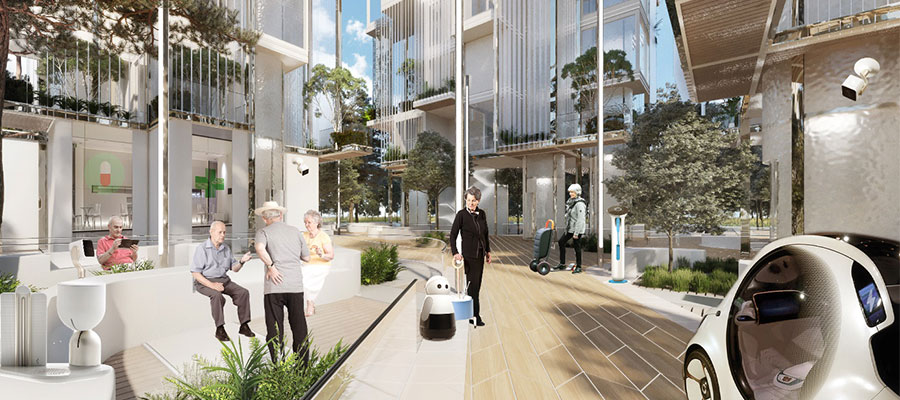 Modern methods of construction in retirement living - an artist's impression of a new neighbourhood